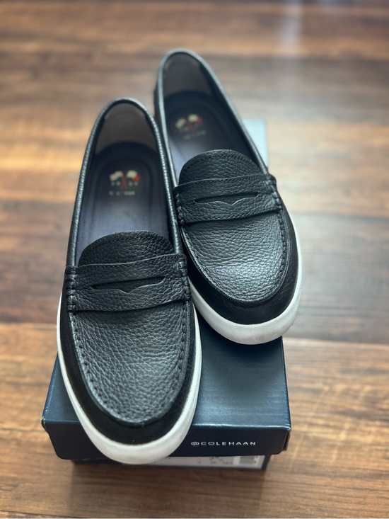 Cole Haan Shoes - Cole Haan Black Pebbled Leather Slip-On Loafers with White Sole